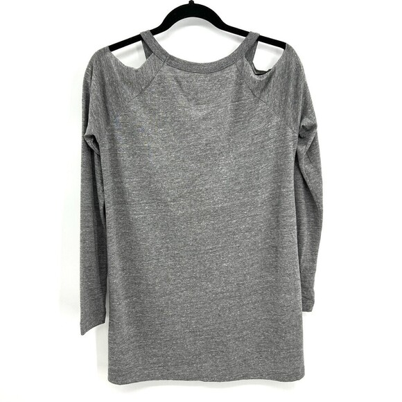 NWT CHASER Heather Gray Jersey Cold Shoulder V-Neck Long Sleeve Shirt Medium - Picture 2 of 3